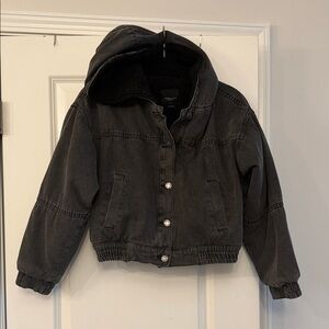 Angel Kiss Black Hooded Jean Jacket